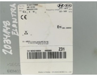 PANTALLA NAVEGADOR Hyundai ELANTRA Sedán  1 6 CRDi