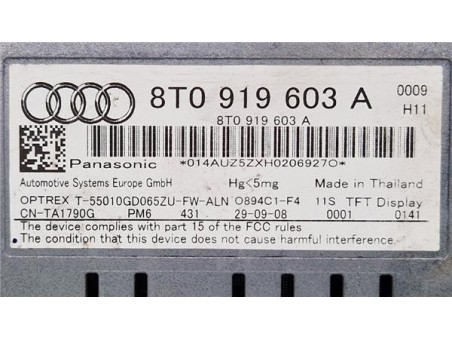 PANTALLA NAVEGADOR Audi A4 Avant  2 0 Básico [2 0 Ltr  - 105 kW 16V TDI]