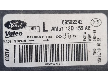 FARO XENON IZQUIERDO Ford C-Max  1 6 Trend [1 6 Ltr  - 85 kW TDCi CAT]
