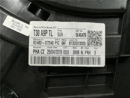 Elevalunas Electrico Delantero Derecho Hyundai Tucson  1 6 Style 2WD [1 6 Ltr  - 100 kW CRDi CAT ]