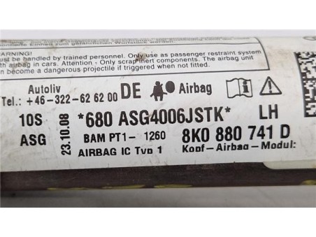 Airbag cortina delantero izquierdo Audi A4 Avant  2 0 Básico [2 0 Ltr  - 105 kW 16V TDI]
