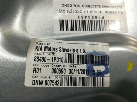 Elevalunas Electrico Trasero Derecho Kia VENGA 1 4 CRDi 