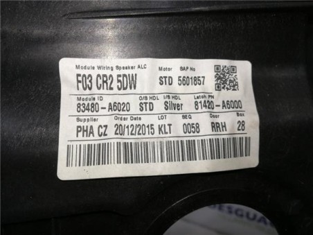 Elevalunas Electrico Trasero Derecho Hyundai i30  1 4 Klass [1 4 Ltr  - 66 kW CRDi CAT]