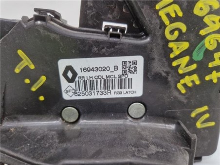Cerradura Puerta Trasera Izquierda Renault Megane IV Berlina 5P  1 5 Business [1 5 Ltr  - 66 kW dCi Diesel FAP Energy]