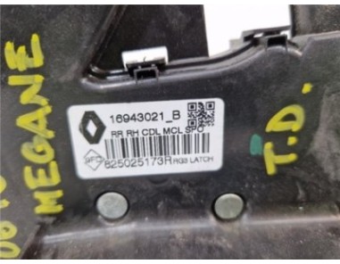 Cerradura Puerta Trasera Derecha Renault Megane IV Berlina 5P  1 5 Business [1 5 Ltr  - 66 kW dCi Diesel FAP Energy]