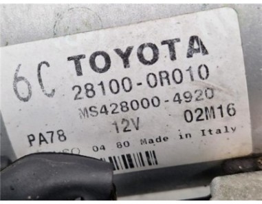 Motor Arranque Toyota Verso  2 0 Advance [2 0 Ltr  - 93 kW D-4D CAT]