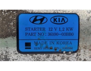 Motor Arranque Kia Rio  1 2 Edition 7 [1 2 Ltr  - 62 kW CAT]