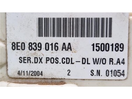 Cerradura Puerta Trasera Derecha Audi A4 Berlina  2 0 TDI 16V  [2 0 Ltr  - 103 kW TDI]