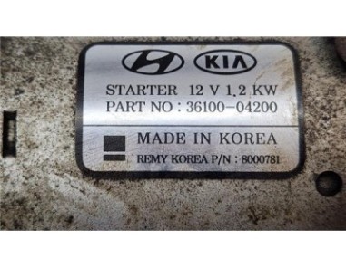 Motor Arranque Hyundai Kona  1 0 Essence 2WD [1 0 Ltr  - 88 kW TGDI CAT]