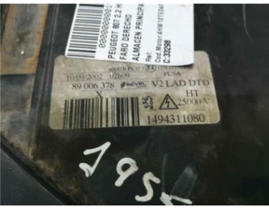 Faro Delantero Derecho Peugeot 807 2 2 HDi FAP 
