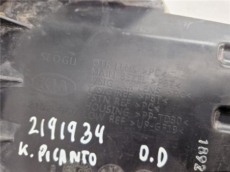 Faro Delantero Derecho Kia Picanto  1 0 Concept [1 0 Ltr  - 49 kW CAT]
