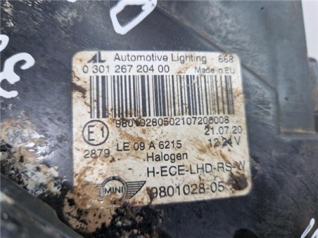 Faro Delantero Derecho Mini ONE 1 6 1598 (66KW  90 CV
