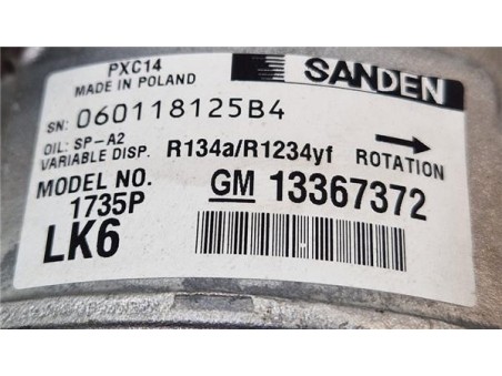 Compresor Aire Acondicionado Opel Astra K Berlina 5p  1 4 Dynamic [1 4 Ltr  - 110 kW 16V SIDI Turbo]