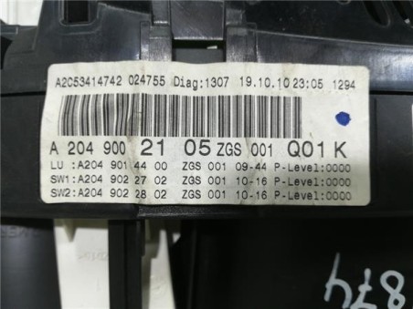 Cuadro Instrumentos Mercedes-Benz Clase C  Berlina  2 1 C 220 CDI BlueEfficiency  [2 1 Ltr  - 125 kW CDI CAT]