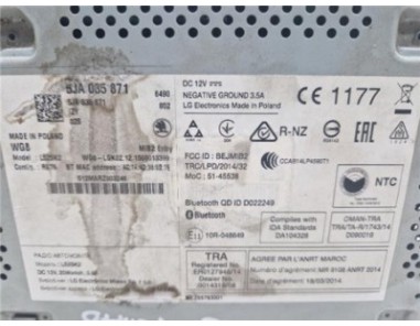 Radio / Cd Skoda Rapid  1 6 Ambition [1 6 Ltr  - 85 kW TDI DPF]