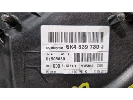 Elevalunas Electrico Trasero Derecho Volkswagen Golf VI  1 6 Advance [1 6 Ltr  - 77 kW TDI DPF]