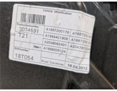 Elevalunas Electrico Delantero Izquierdo Mercedes-Benz Clase ML  3 0 ML 350 CDI BlueTec Edition 1  [3 0 Ltr  - 190 kW CDI CAT]