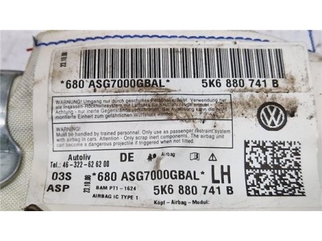 Airbag cortina delantero izquierdo Volkswagen Golf VI  2 0 Advance [2 0 Ltr  - 81 kW TDI]