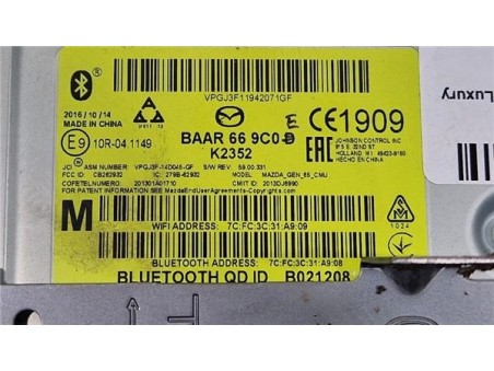 PANTALLA NAVEGADOR Mazda 6 Berlina  2 2 Luxury [2 2 Ltr  - 129 kW Turbodiesel CAT]