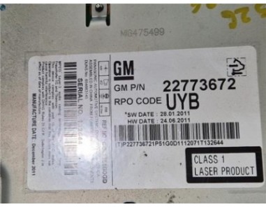 Radio / Cd Chevrolet Cruze  1 7 LT [1 7 Ltr  - 96 kW Diesel CAT]