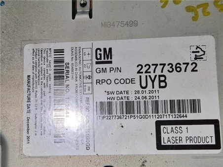 Radio / Cd Chevrolet Cruze  1 7 LT [1 7 Ltr  - 96 kW Diesel CAT]