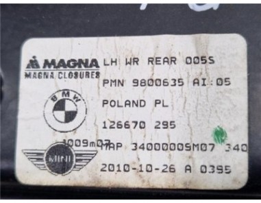 Elevalunas Electrico Trasero Izquierdo Mini Countryman  1 6 Cooper D All4 [1 6 Ltr  - 82 kW Diesel CAT]