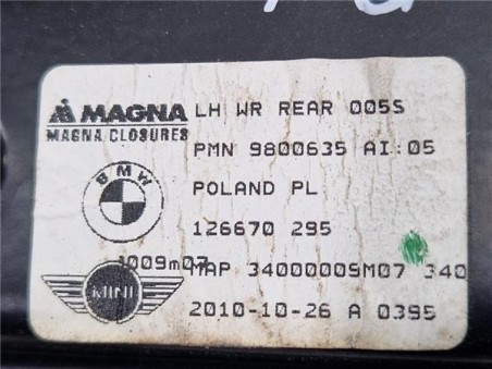 Elevalunas Electrico Trasero Izquierdo Mini Countryman  1 6 Cooper D All4 [1 6 Ltr  - 82 kW Diesel CAT]