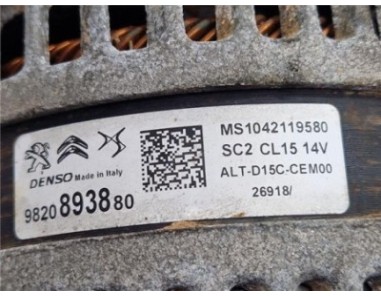 Alternador Peugeot 308  1 5 Style [1 5 Ltr  - 75 kW Blue-HDI FAP]