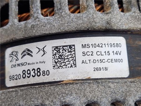 Alternador Peugeot 308  1 5 Style [1 5 Ltr  - 75 kW Blue-HDI FAP]