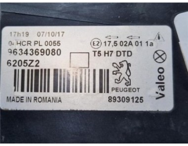 Faro Delantero Derecho Peugeot 307  2 0 HDi 90