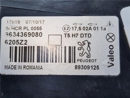Faro Delantero Derecho Peugeot 307  2 0 HDi 90