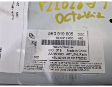 Radio / Cd Skoda Octavia Berlina  1 6 Ambition [1 6 Ltr  - 77 kW TDI DPF]