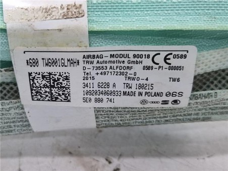 Airbag cortina delantero izquierdo Skoda Octavia Berlina  1 6 Ambition [1 6 Ltr  - 77 kW TDI DPF]