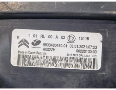 PILOTO DELANTERO DERECHO LUZ DIURNA Citroen C3  1 2 Feel Pack [1 2 Ltr  - 60 kW 12V VTi / PureTech]