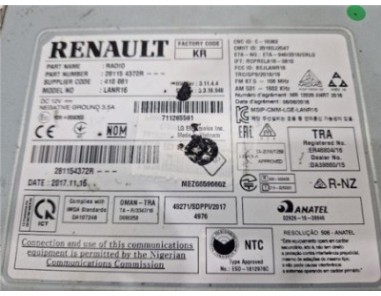 Radio / Cd Renault Koleos II  2 0 Zen [2 0 Ltr  - 130 kW dCi Diesel FAP Energy]