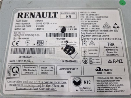 Radio / Cd Renault Koleos II  2 0 Zen [2 0 Ltr  - 130 kW dCi Diesel FAP Energy]
