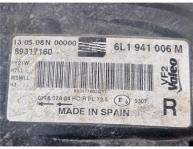 Faro Delantero Derecho Seat Ibiza  1 6 16V