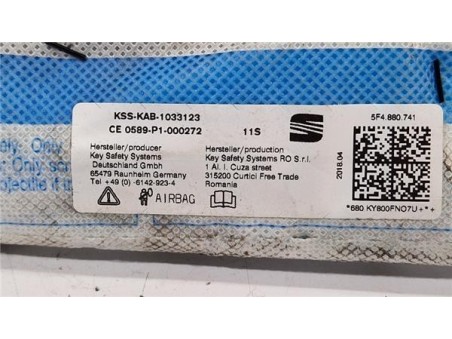 Airbag cortina delantero izquierdo Seat Leon  2 0 FR [2 0 Ltr  - 135 kW TDI]
