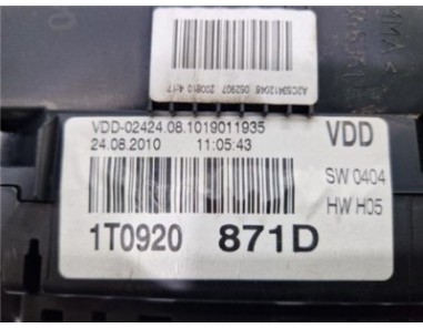 Cuadro Instrumentos Volkswagen Touran  2 0 Advance [2 0 Ltr  - 103 kW TDI]