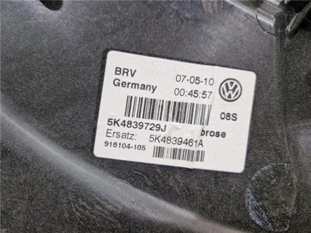Elevalunas Electrico Trasero Izquierdo Volkswagen Golf VI  1 6 Advance [1 6 Ltr  - 77 kW TDI DPF]