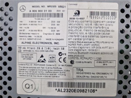 Radio / Cd Mercedes-Benz Sprinter II Kombi  2 1 311 / 313 / 314 / 316 CDI  [2 1 Ltr  - 95 kW CDI CAT ]