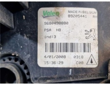 Faro Antiniebla Derecho Peugeot 308  1 6 HDi