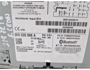 Radio / Cd Seat Leon  1 4 Reference [1 4 Ltr  - 81 kW TGI bivalent  Gasolina / GNC]