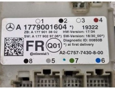 CENTRALITA CIERRE PUERTA DELANTERA DERECHA Mercedes-Benz Clase A  2 0 A 200 d  [2 0 Ltr  - 110 kW CDI CAT]